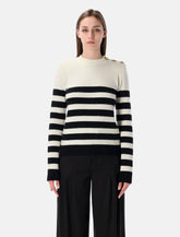 Balmain striped wool cashmere buttoned jumper - | Spazio Pritelli
