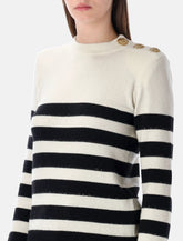 Balmain striped wool cashmere buttoned jumper - | Spazio Pritelli