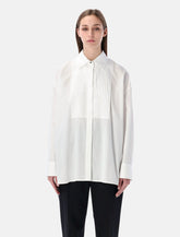 Golden Goose oversized white cotton shirt with pleated bib and jewel buttons - | Spazio Pritelli