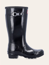 Hunter Original Gloss Boot Buckle Waterproof Black Kids Mid Calf - | Spazio Pritelli