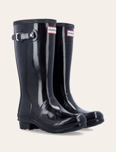 Hunter Original Gloss Boot Buckle Waterproof Black Kids Mid Calf - | Spazio Pritelli