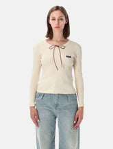 Miu Miu waffle cotton long-sleeve T-shirt - | Spazio Pritelli