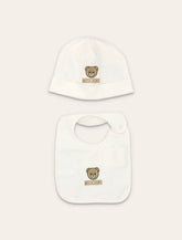 Moschino Baby Teddy logo hat & bib set - | Spazio Pritelli