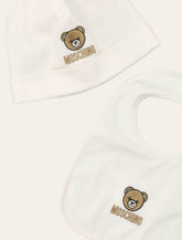 Moschino Baby Teddy logo hat & bib set - | Spazio Pritelli