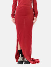 Moncler Rick Owens Knitted Adjustable Midi Skirt Red - | Spazio Pritelli