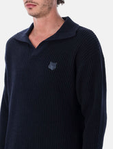Maison Kitsuné Fox Head ribbed polo jumper - | Spazio Pritelli