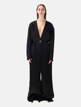 Rick Owens LS long black satin jumpsuit - | Spazio Pritelli