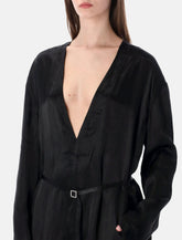 Rick Owens LS long black satin jumpsuit - | Spazio Pritelli