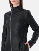 Rick Owens Gary matte black leather coat - | Spazio Pritelli