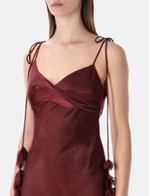 Self-Portrait burgundy satin midi dress - | Spazio Pritelli