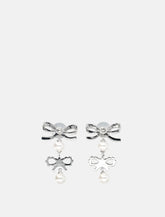Self-Portrait Double Bow Pearl earrings - | Spazio Pritelli