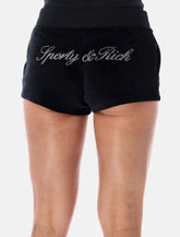 Sporty & Rich black velour krystal shorts - | Spazio Pritelli