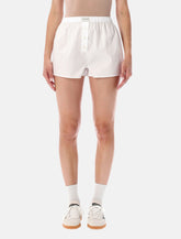Sporty & Rich logo ring white poplin shorts - | Spazio Pritelli