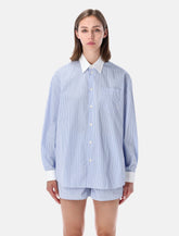 Sporty & Rich Oversized poplin shirt - white and light blue - | Spazio Pritelli