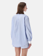 Sporty & Rich Oversized poplin shirt - white and light blue - | Spazio Pritelli