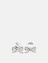 Self-Portrait silver pearl bow earrings - | Spazio Pritelli