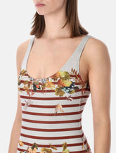 Jean Paul Gaultier Marinière Grape one-piece swimsuit - | Spazio Pritelli