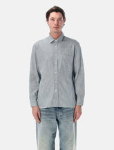 Salvatore Piccolo Tahiti white and blue cotton stripe shirt - | Spazio Pritelli