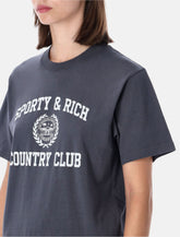 Sporty & Rich carbon Varsity crest T-shirt - | Spazio Pritelli