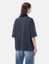 Ami Paris blue striped cotton polo - | Spazio Pritelli