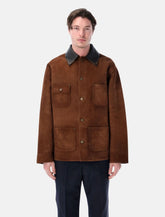 Prada suede caban jacket with leather collar - | Spazio Pritelli