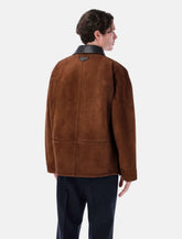 Prada suede caban jacket with leather collar - | Spazio Pritelli