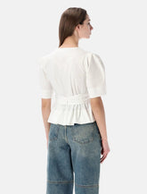 Ganni washed cotton tie-front blouse - | Spazio Pritelli