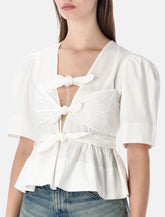 Ganni washed cotton tie-front blouse - | Spazio Pritelli