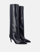 The Attico Lea Black Leather Boots - | Spazio Pritelli