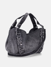Diesel D-One-Small crystal black denim bag - | Spazio Pritelli