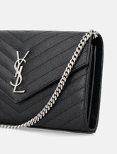 Saint Laurent Cassandre chain wallet black and silver -  | Spazio Pritelli