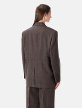 Brown pinstripe wool double-breasted blazer -  | Spazio Pritelli