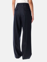 Navy blue wool pinstripe trousers -  | Spazio Pritelli