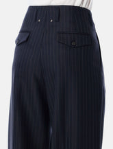Navy blue wool pinstripe trousers -  | Spazio Pritelli