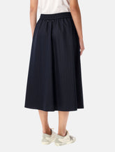 Golden Goose navy blue wool pint-striped midi skirt -  | Spazio Pritelli