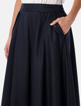 Golden Goose navy blue wool pint-striped midi skirt -  | Spazio Pritelli