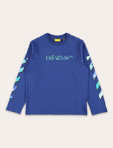 Off-White Kids blue long-sleeve t-shirt with logo and stripes -  | Spazio Pritelli
