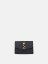 Saint Laurent Uptown flap card case in grain de poudre leather -  | Spazio Pritelli