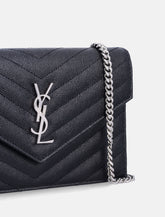 Saint Laurent Cassandre Envelope Chain Wallet in grain de poudre leather -  | Spazio Pritelli