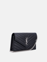 Saint Laurent Cassandre Envelope Chain Wallet in grain de poudre leather -  | Spazio Pritelli