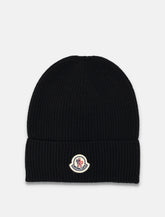 Moncler wool and cashmere beanie in navy blue -  | Spazio Pritelli