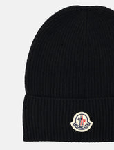 Moncler wool and cashmere beanie in navy blue -  | Spazio Pritelli