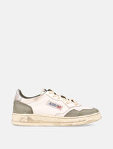Autry Medalist Low Super Vintage Sneakers in White, Silver, and Hunter Green Lizard Suede -  | Spazio Pritelli