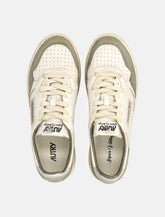 Autry Medalist Low Super Vintage Sneakers in White, Silver, and Hunter Green Lizard Suede -  | Spazio Pritelli