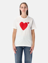 T-shirt bianca in cotone con doppio cuore di Comme des Garçons Play -  | Spazio Pritelli