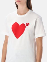 T-shirt bianca in cotone con doppio cuore di Comme des Garçons Play -  | Spazio Pritelli