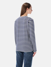 T-shirt a righe bianche e blu con cuore e cristalli di Comme des Garçons Play -  | Spazio Pritelli