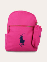 Polo Ralph Lauren pink canvas backpack with embroidered Polo Pony and pencil case -  | Spazio Pritelli