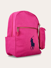 Polo Ralph Lauren pink canvas backpack with embroidered Polo Pony and pencil case -  | Spazio Pritelli