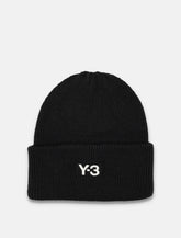 Y-3 black knit beanie with embroidered logo -  | Spazio Pritelli
